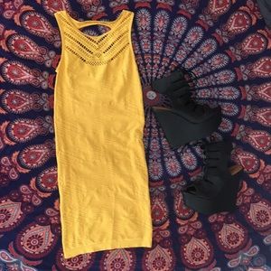 Bebe Yellow Mini Bodycon Dress Size Small